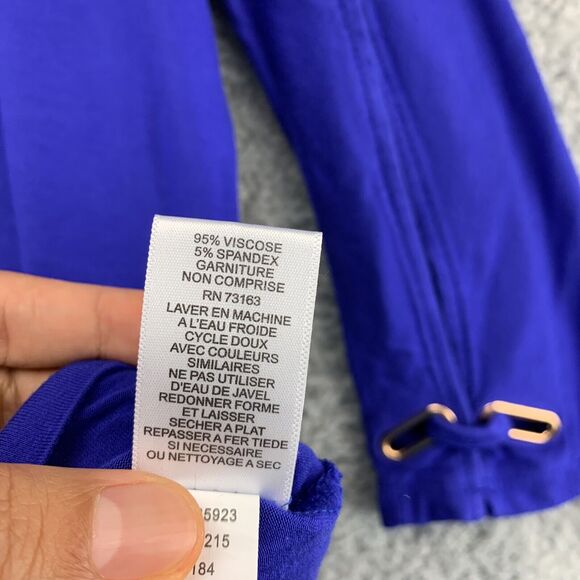 Cable & Gauge Womens Top Blouse Grommet 3/4 Sleeve Blue Purple Size Medium - Picture 7 of 10